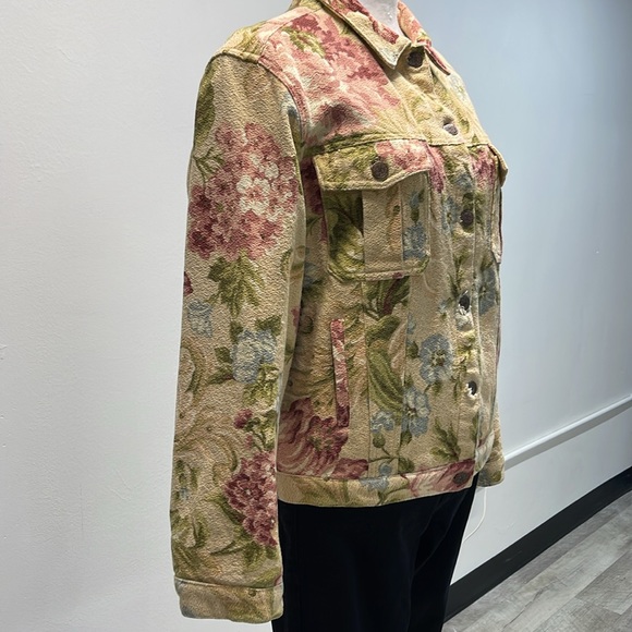 Vintage Carol Antone Floral Jean Jacket - Size Large - Picture 2 of 10